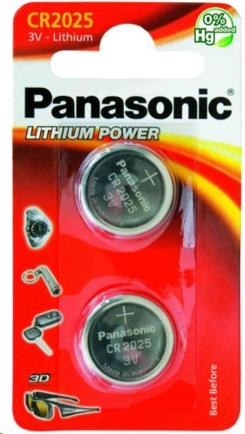 Panasonic Mincové knoflíkové baterie - lithiové CR-2025EL/2B 3V 2ks