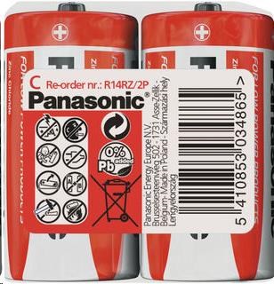 Panasonic Zinkouhlíkové baterie Red Zinc C 1,5V - 2ks