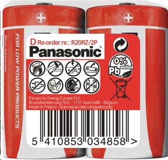 Panasonic Zinkouhlíkové baterie Red Zinc D 1,5V - 2ks
