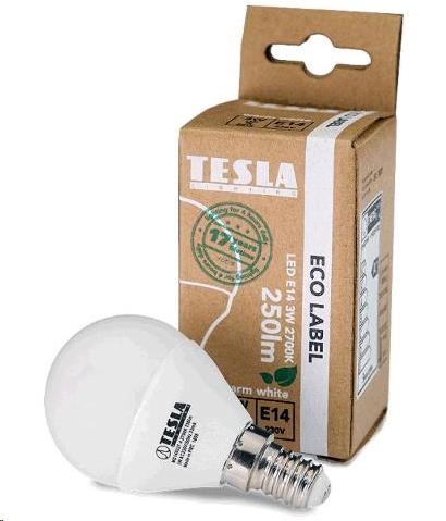 Tesla LED žárovka miniglobe, E14, 3W, 230V, 250lm, 3000k MG140330-1