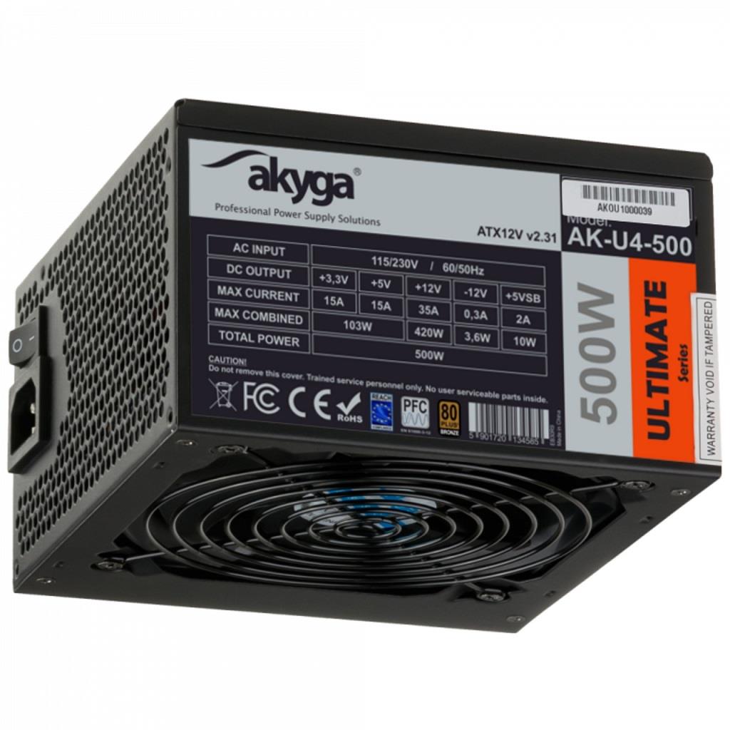 Akyga PC zdroj 500W Ultimate Series, modulární 80+ Bronze 120mm ventilátor AK-U4-500