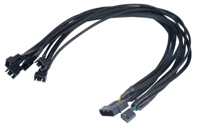 Akasa kabel FLEXA FP5 pro synchronizaci 5 ventilátorů, 1x 4pin PWM(F) a 1x Molex(M) na 5x 4pin PWM, AK-CBFA03-45, 45c