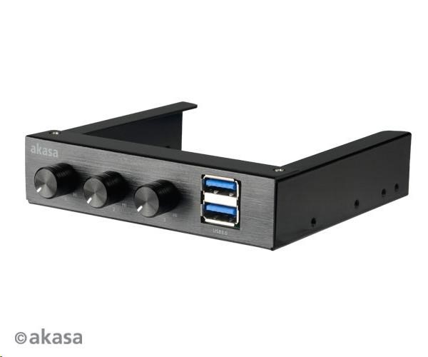 Akasa kontrolní panel do 3,5" pozice, AK-FC-06U3BK, hliníkový, 2x USB3.0, 3x FAN kontrola, černý DFS802512L