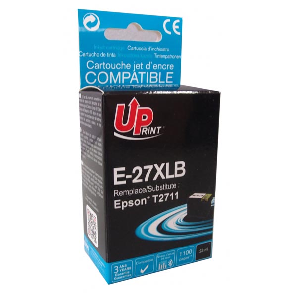UPrint kompatibilní ink s C13T27114010, 27XL, black, 1100str., 23ml, E-27XLB, pro Epson WF-3620, 364