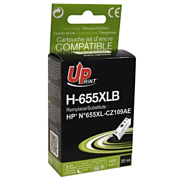 UPrint CZ109AE, HP 655, black, 550str., 20ml, H-655XLB, pro HP Deskjet Ink Advant