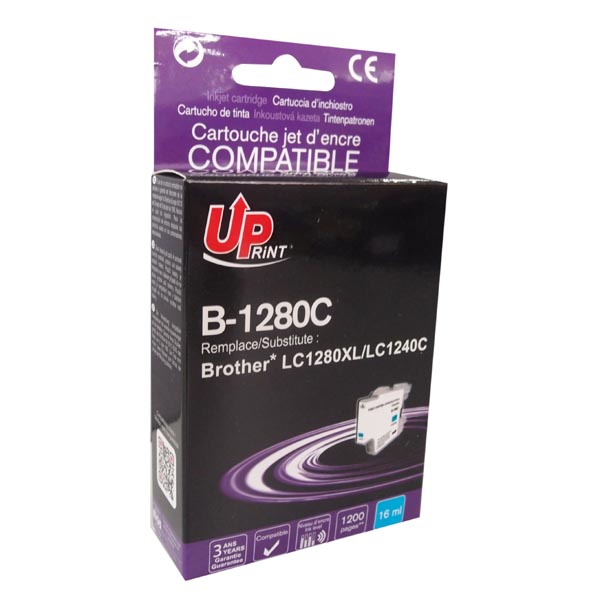 UPrint kompatibilní ink s LC-1280XLC, cyan, 1200str., 12ml, B-1280C, high capacity, pro Brother MFC-