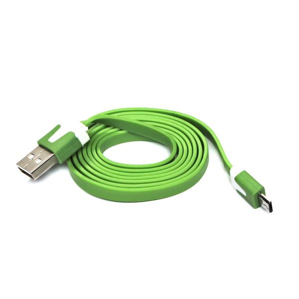 Logo Kabel USB 2.0, USB A M-USB micro M, 1m, plochý, zelený, blistr