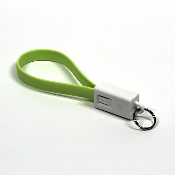 Logo Kabel USB 2.0, USB A M-USB micro M, 0.2m, světle zelená, blistr, klíčenka