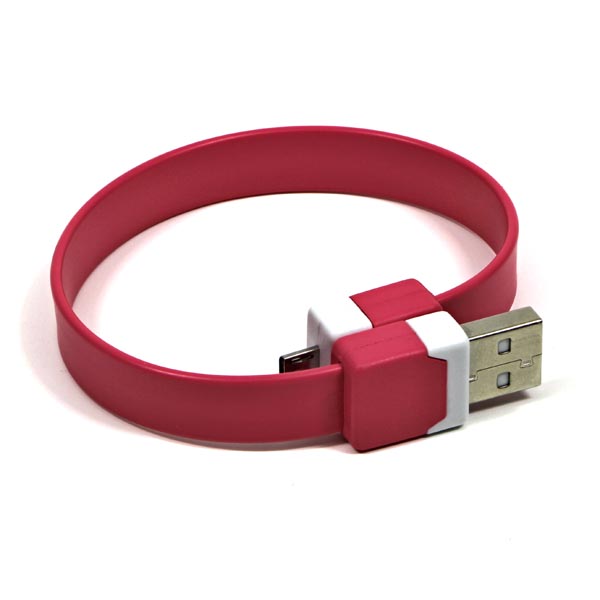 Logo Kabel USB 2.0, USB A M-USB micro M, 0.25m, růžový, blistr, náramek