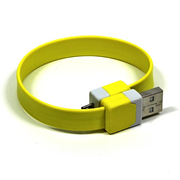 Logo Kabel USB 2.0, USB A M-USB micro M, 0.25m, žlutý, blistr, náramek