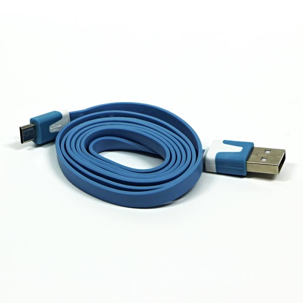 Logo Kabel USB 2.0, USB A M-USB micro M, 1m, plochý, modrý