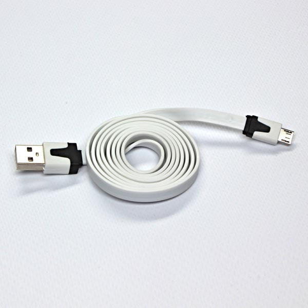 Logo Kabel USB 2.0, USB A M-USB micro M, 1m, plochý, bílý