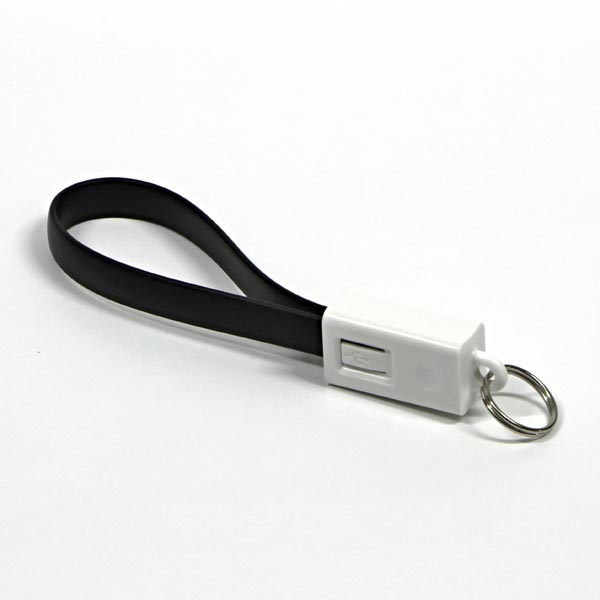 Logo Kabel USB 2.0, USB A M-USB micro M, 0.2m, černý, klíčenka