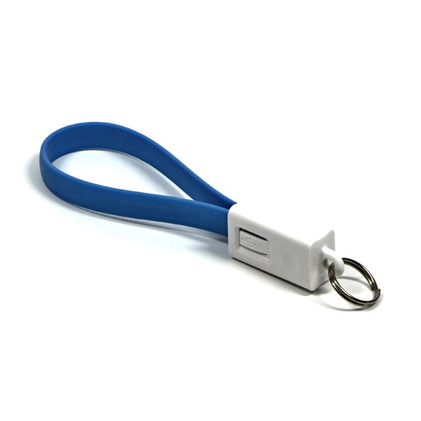 Logo Kabel USB 2.0, USB A M-USB micro M, 0.2m, modrý, klíčenka