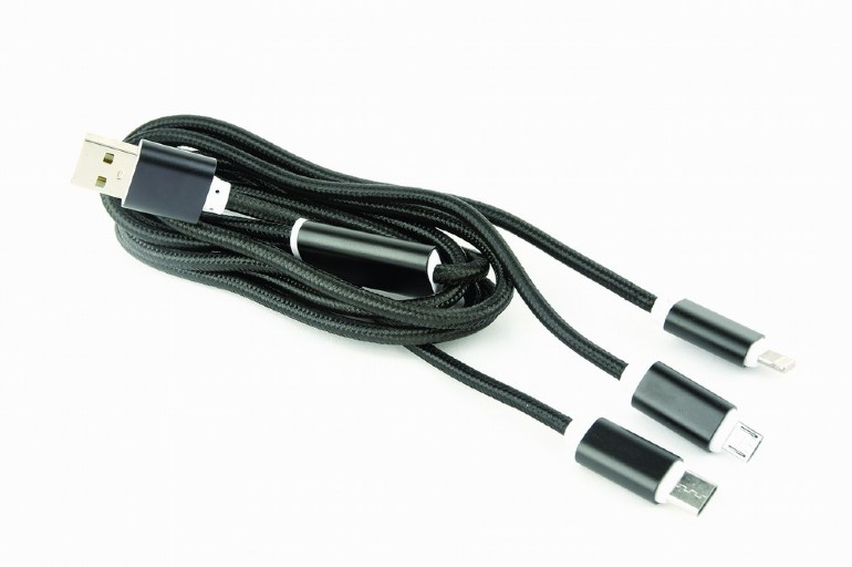 GEMBIRD USB 3-in-1 charging cable, black, 1 m CC-USB2-AM31-1M