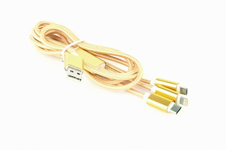 GEMBIRD USB 3-in-1 charging cable, gold, 1 m CC-USB2-AM31-1M-G
