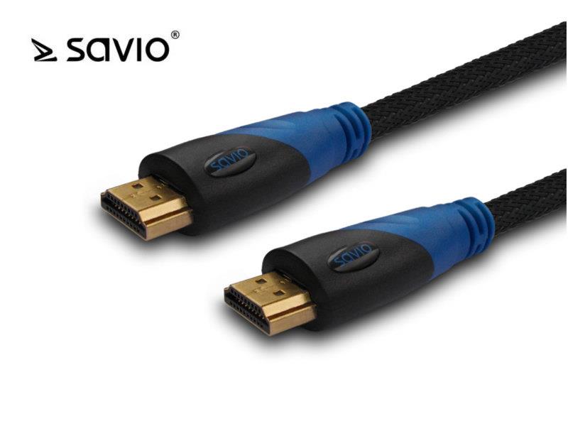 Savio CL-02 Kabel HDMI v1.4 Ethernet 3D Dolby TrueHD 24k gold Nylon 1.5m SAVKABELCL-02