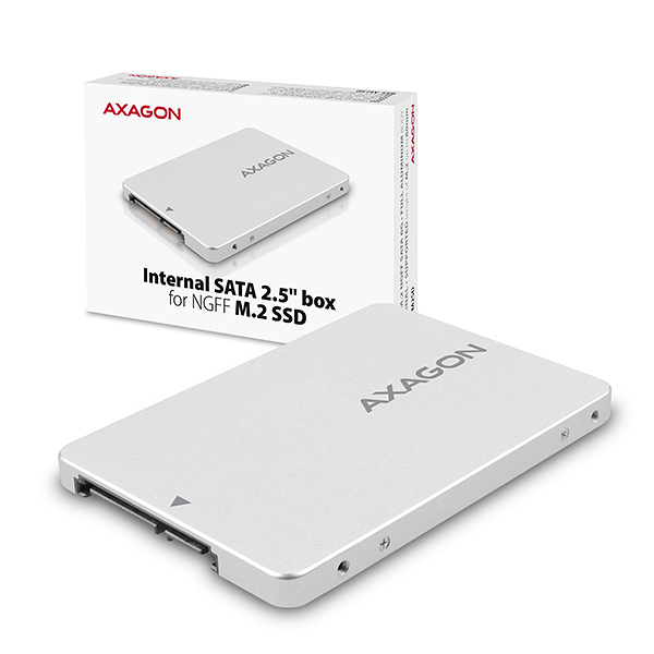 AXAGON RSS-M2SD, SATA - M.2 SATA SSD, interní 2.5" ALU box