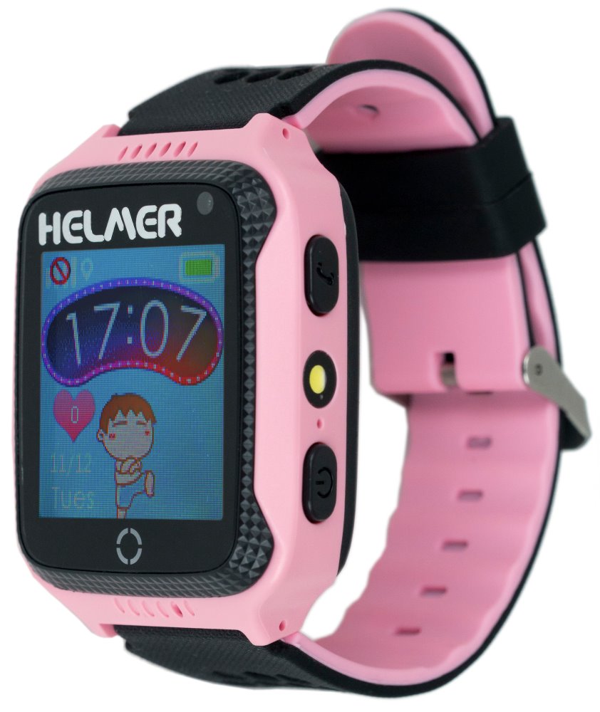 Helmer dětské hodinky LK 707 s GPS lokátorem, dotykový display/ IP65/micro SIM/Android a iOS/růžové HELMER LK 707 P