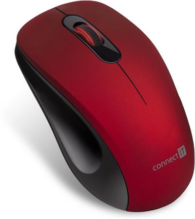 Connect It ''MUTE'' bezdrátová optická tichá myš, USB, (+ 1x AA baterie zdarma), červená CMO-2230-RD