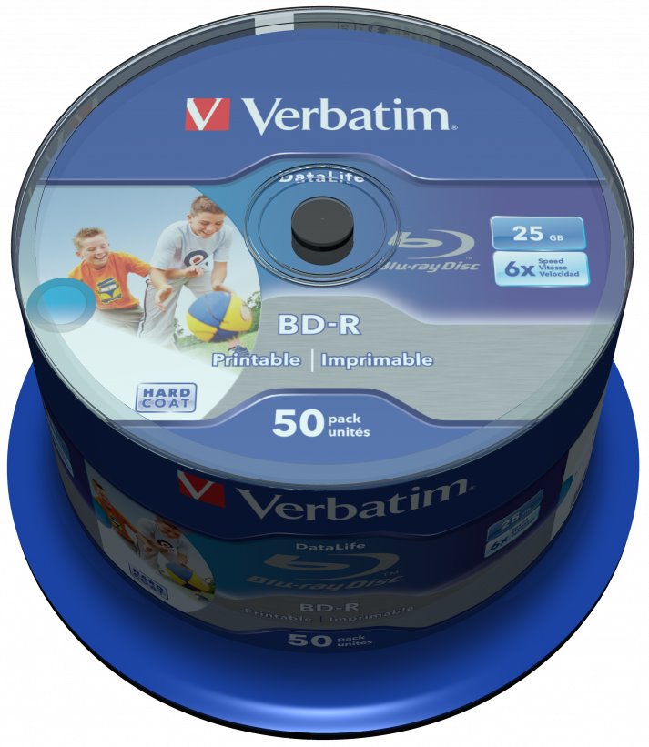 Verbatim BD-R SL (6x, 25GB),printable, 50 cake 43812