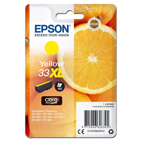 Epson Singlepack Yellow 33XL Claria Premium Ink C13T33644012