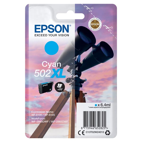 Epson singlepack,Cyan 502XL,Ink,XL C13T02W24010