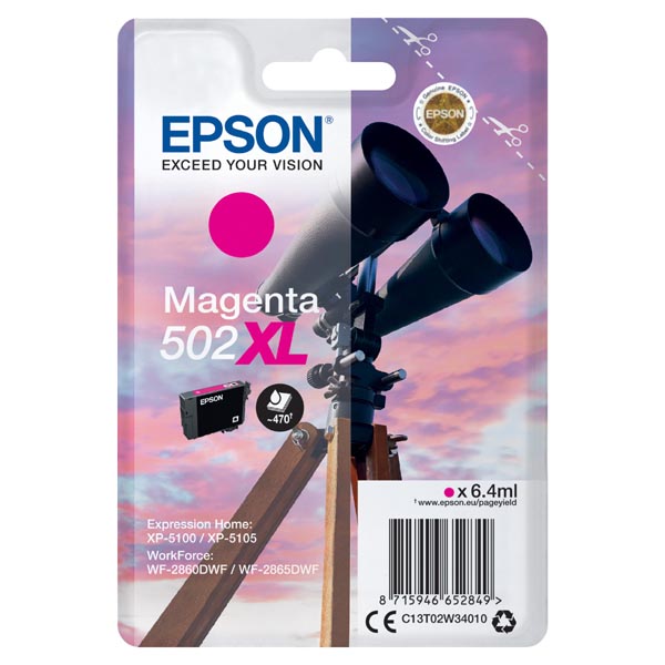 Epson singlepack,Magenta 502XL,Ink,XL C13T02W34010