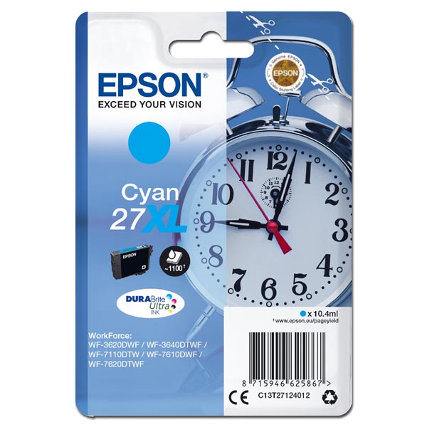 Epson Singlepack Cyan 27XL DURABrite Ultra Ink C13T27124012