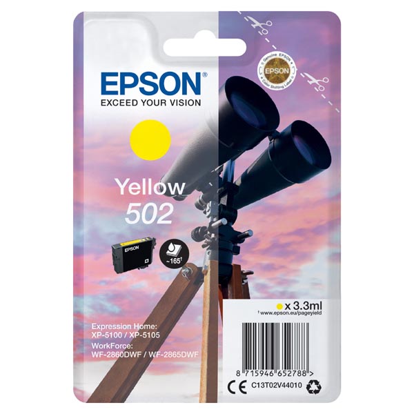 Epson singlepack,Yellow 502,Ink,standard C13T02V44010