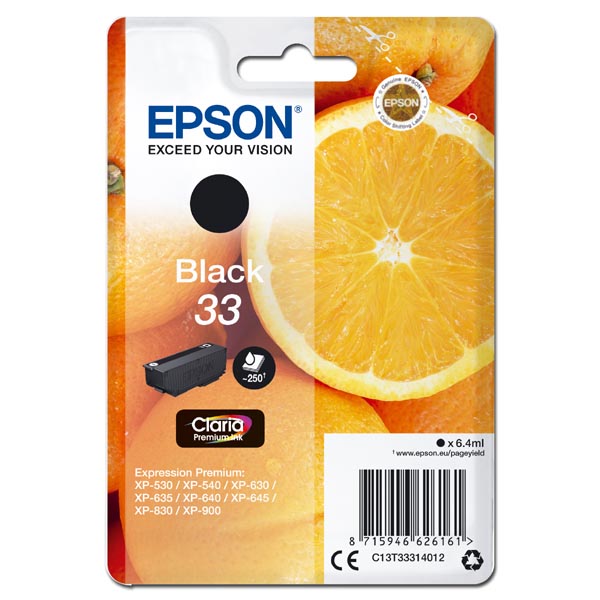 Epson Singlepack Black 33 Claria Premium Ink C13T33314012