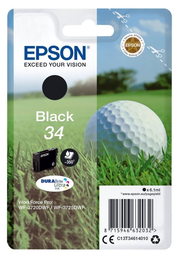 Epson Singlepack Black 34 DURABrite Ultra Ink C13T34614010