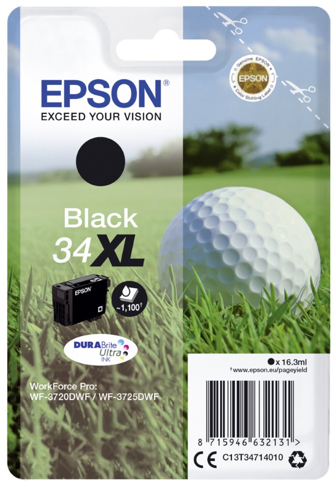 Epson Singlepack Black 34XL DURABrite Ultra Ink C13T34714010