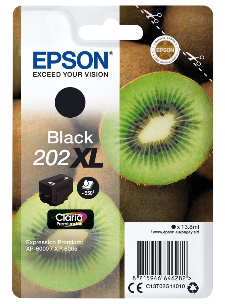Epson singlepack,Black 202XL,Premium Ink,XL C13T02G14010