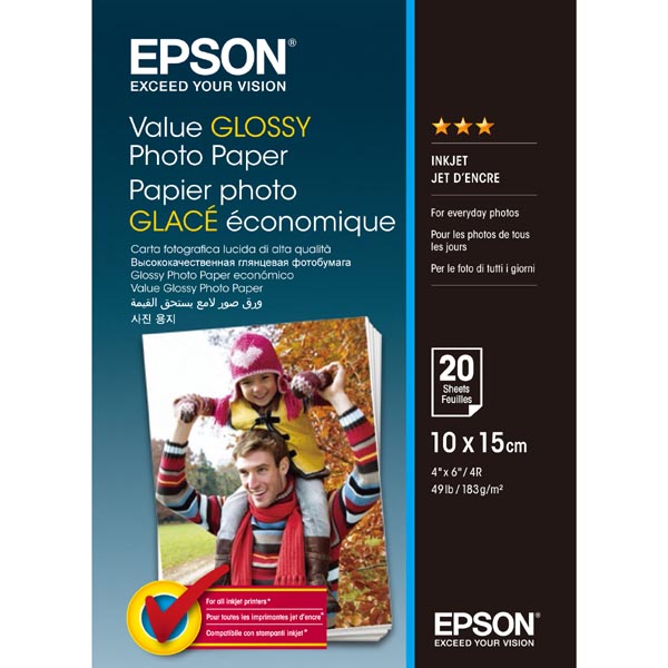 Epson Value Glossy Photo Paper 10x15cm 20 sheet C13S400037