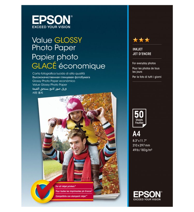 Epson Value Glossy Photo Paper A4 50 sheet C13S400036