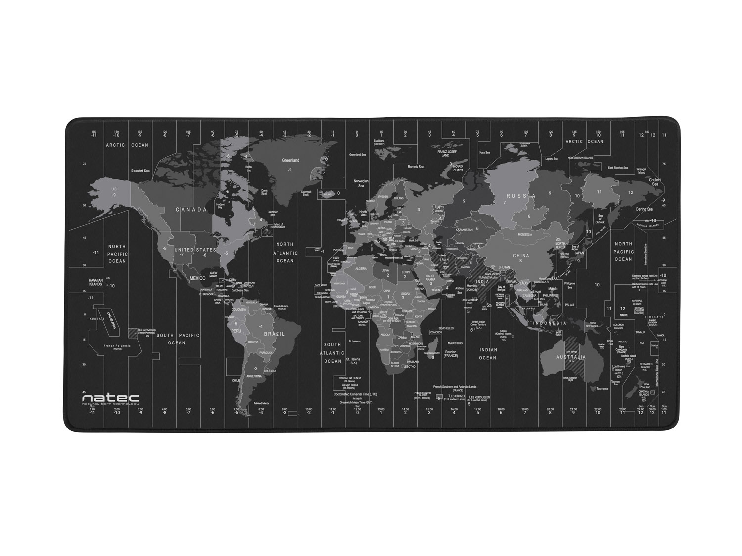 Natec OFFICE MOUSE PAD - Time Zone Map 800 x 400 NPO-1119