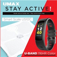 Umax Stay Active! chytrá váha Smart Scale US10C + chytrý náramek U-Band 116 HeartRate Color UB604