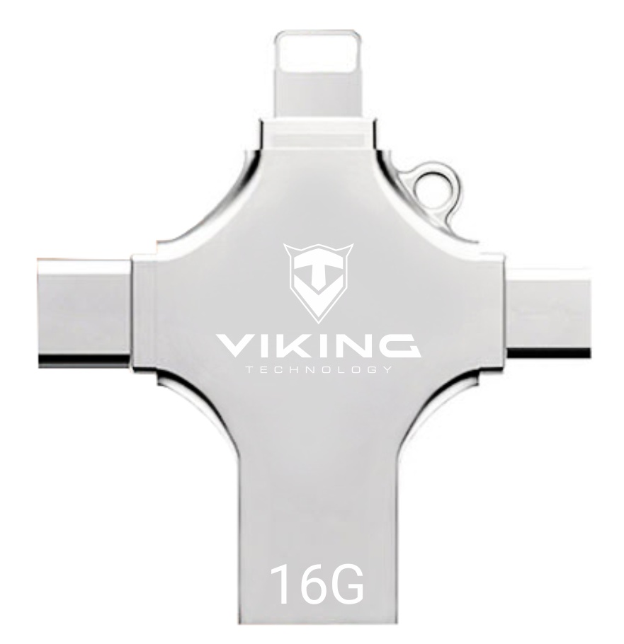 Viking USB Flash disk 16GB s koncovkou APPLE Lightning / Micro USB / USB / USB-C VUF16GBS