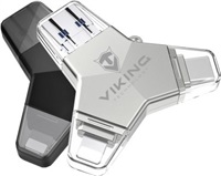 Viking USB Flash disk 3.0 4v1 s koncovkou Lightning/Micro USB/USB/USB-C, 32 GB, černá VUFII32B