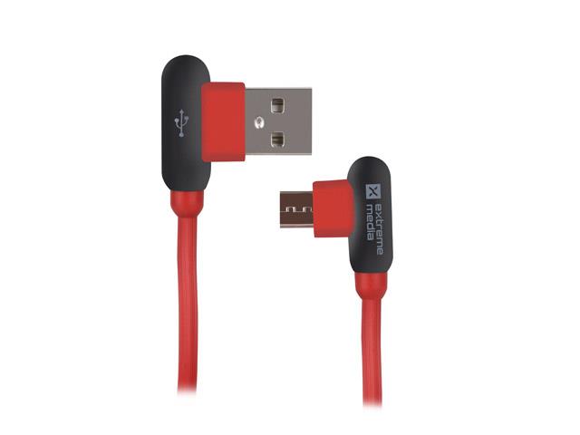 Natec Extreme Media cable microUSB to USB (M), 1m, Angled Left/Right, Red NKA-1199