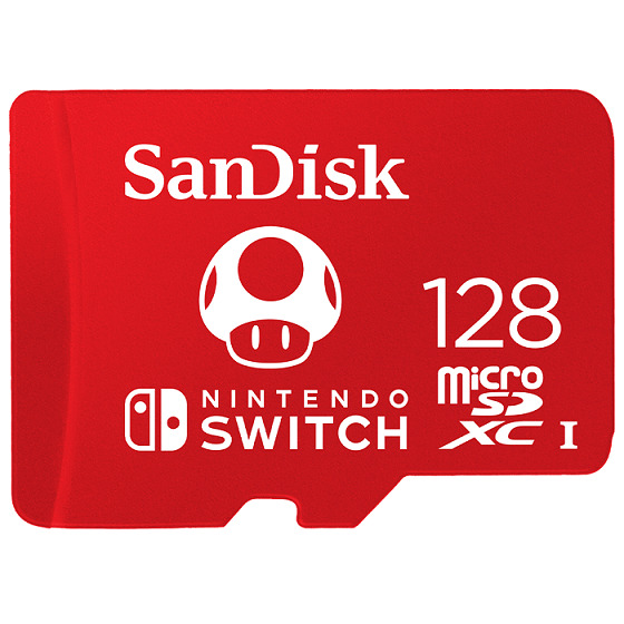 Sandisk 128GB microSDXC Card for Nintendo Switch (R:100/W:90 MB/s, UHS-I, V30, U3, C10, A1) SDSQXAO-128G-GNCZN