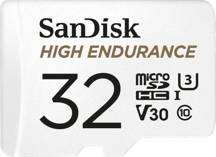 Sandisk 32GB microSDHC Card High Endurance (R:100/W:40 MB/s, Class 10, U3 V30) + Adapter SDSQQNR-032G-GN6IA