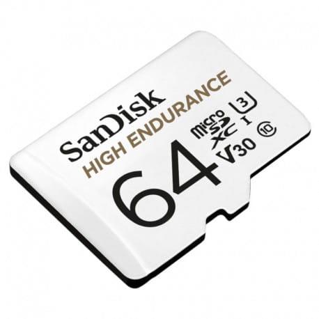 Sandisk 64GB microSDHC Card High Endurance (R:100/W:40 MB/s, Class 10, U3 V30) + Adapter SDSQQNR-064G-GN6IA