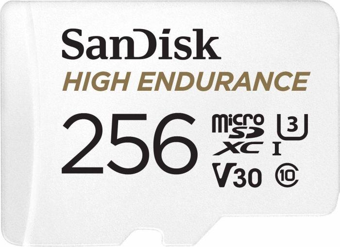 Sandisk 256GB microSDHC Card High Endurance (R:100/W:40 MB/s, Class 10, U3 V30) + Adapter SDSQQNR-256G-GN6IA