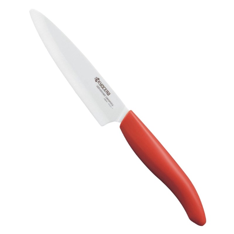 Kyocera keramický nůž s bílou čepelí/ 11 cm dlouhá čepel/ červená plastová rukojeť FK-110WH-RD