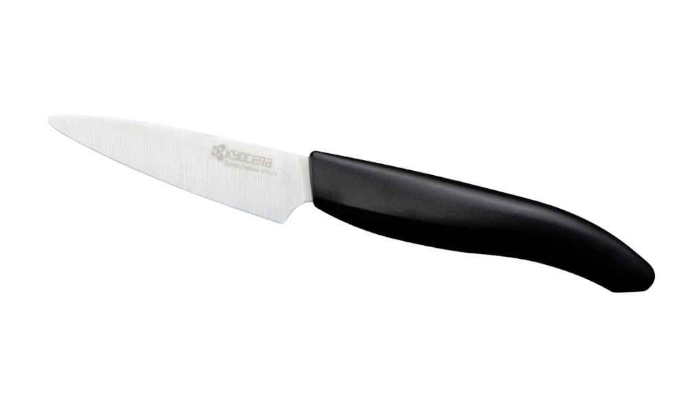 Kyocera keramický nůž s bílou čepelí/ 7,5 cm dlouhá čepel/ černá plastová rukojeť FK-075WH-BK