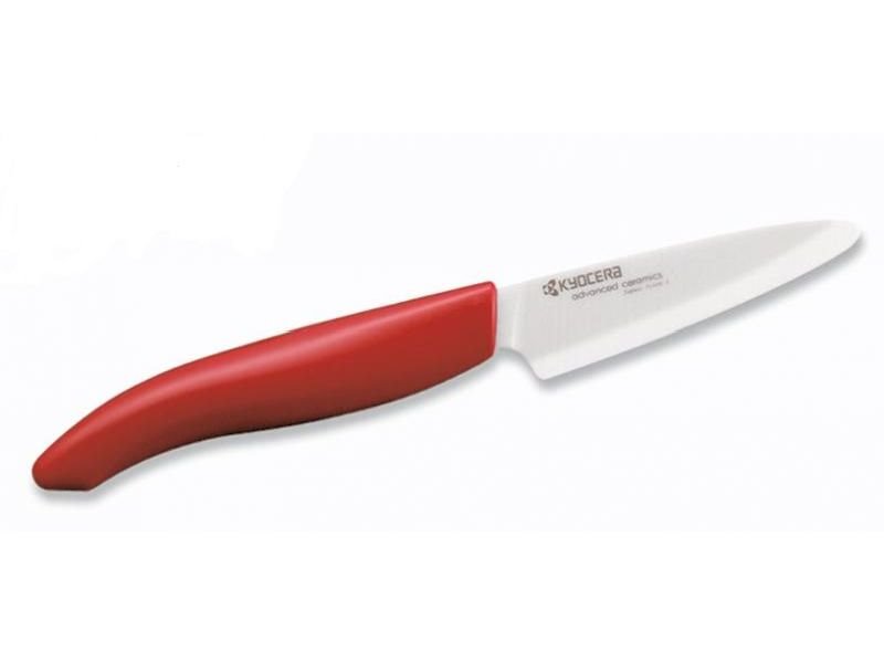 Kyocera keramický nůž s bílou čepelí/ 7,5 cm dlouhá čepel/ červená plastová rukojeť FK-075WH-RD