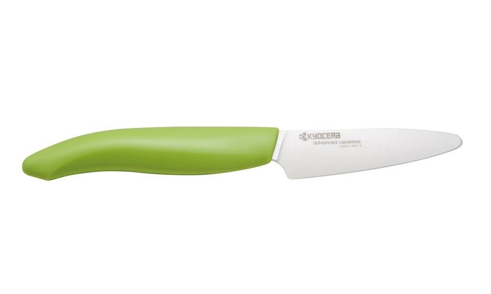 Kyocera keramický nůž s bílou čepelí/ 7,5 cm dlouhá čepel/ zelená plastová rukojeť FK-075WH-GR