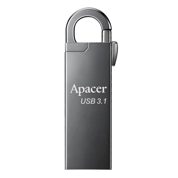 Apacer USB flash disk, 3.1,, 16GB, AH15A, stříbrný, stříbrná, AP16GAH15AA-1, s karabinkou